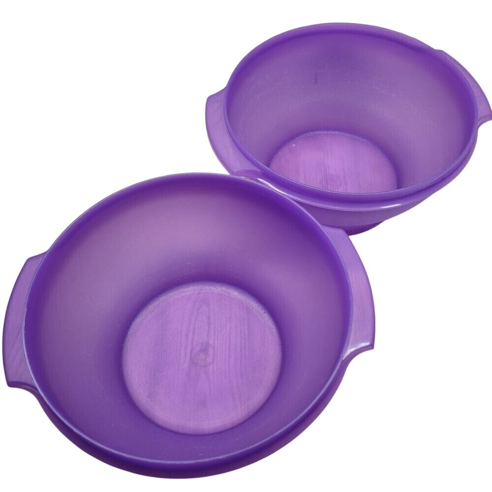 Lot of 2 Tupperware Servalier‎ Salad Large Serving Bowl 880 Container Purple